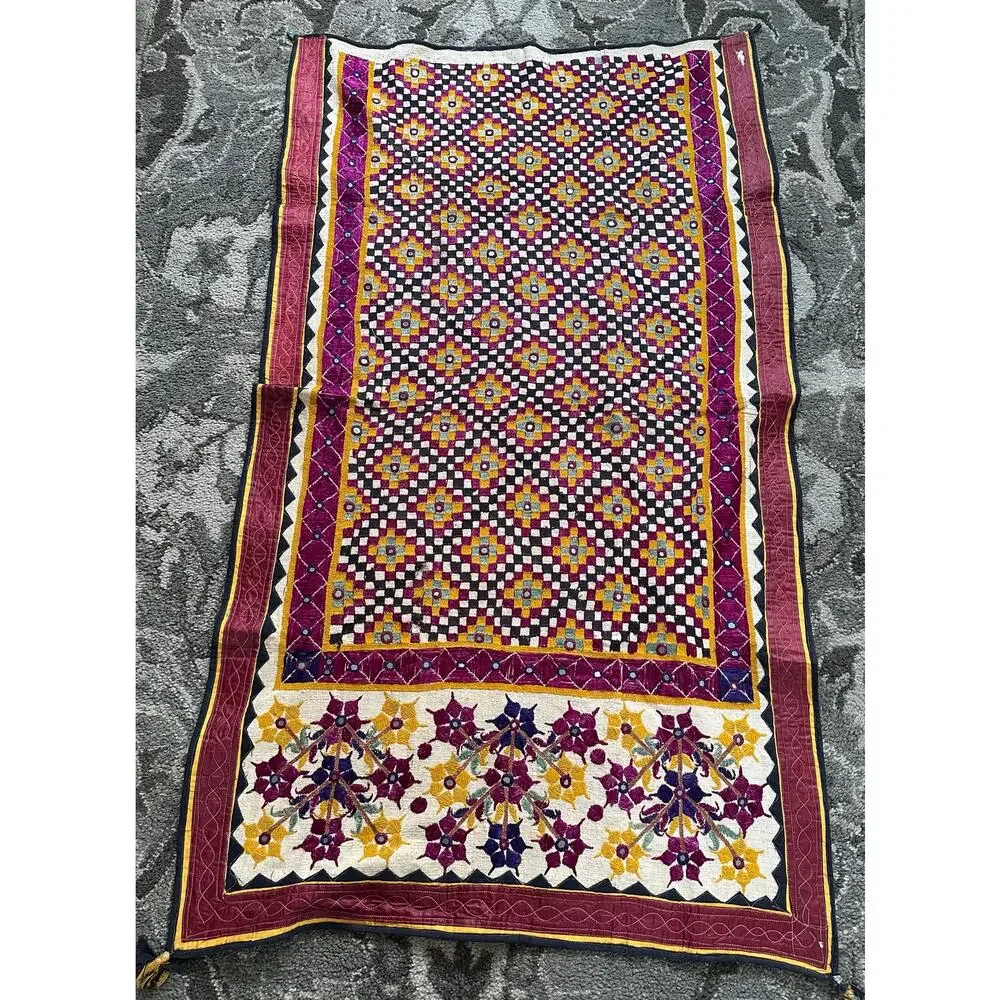 Vintage Banjara wall hanging ethnic tapestry hanging embroidery boho 35x64”